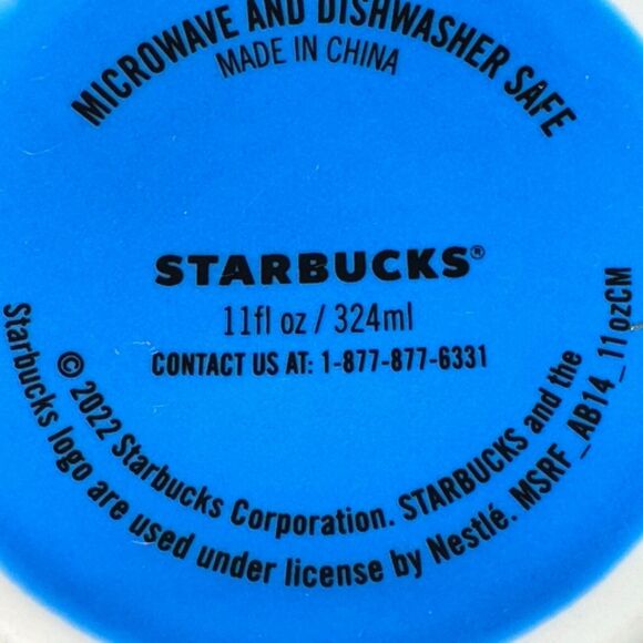 Starbucks Blue Web Of Hearts Coffee Cup Mug Ceramic Siren Mermaid Logo 11oz 2022 - Picture 7 of 7